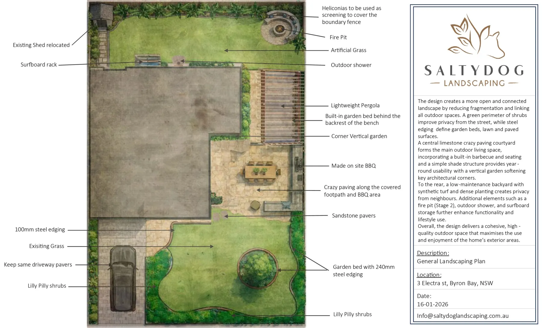 A real SaltyDog landscape design plan for a Byron Bay property